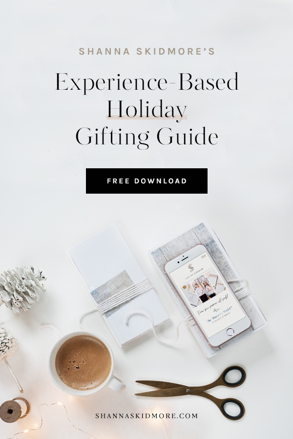 It’s that time of year to start thinking about Christmas shopping! Here is a list of “Experience-based Gifts” to consider as you begin to put together your list. You can get a full list of our favorite our experience-based gifts by clicking here! | Shanna Skidmore #budget #giftguide #holidays