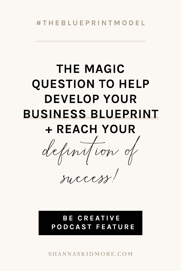 Be Creative Podcast Feature | Create your Business Blueprint and understand your money is the key to your creative freedom. | Shanna Skidmore #theblueprintmodel