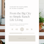 Background photo of ranch by Boxwood Avenue with caption: From the Big City to Simple Ranch Life Living