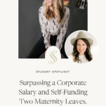 Photo of Sarah Klongerbo of Quotable Copy with caption: Surpassing a Corporate Salary and Self-Funding Two Maternity Leaves. Sarah's Story.