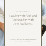 Photo of girl on computer with caption: Leading with Faith and Vulnerability with Jenn Jett Barrett