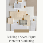 Photo of office wall and Shanna Skidmore with caption: Building a 7-figure Pinterest Marketing Agency