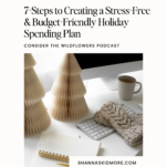 Photo of Christmas trees and computer with caption: 7-Steps to Creating a Stress-Free and Budget-Friendly Holiday Spending Plan